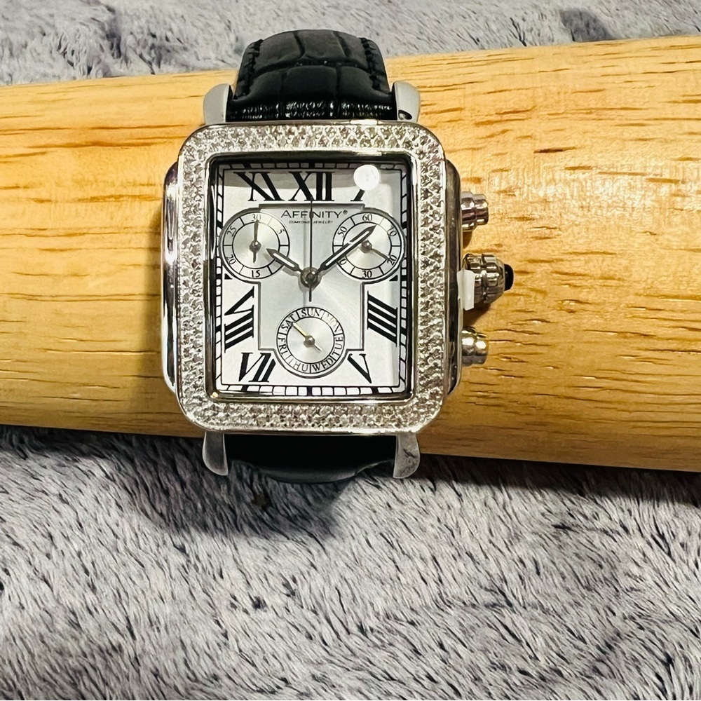 Affinity Diamond Jewelry Chronograph Watch with Diamond Accented Bezel NWOT